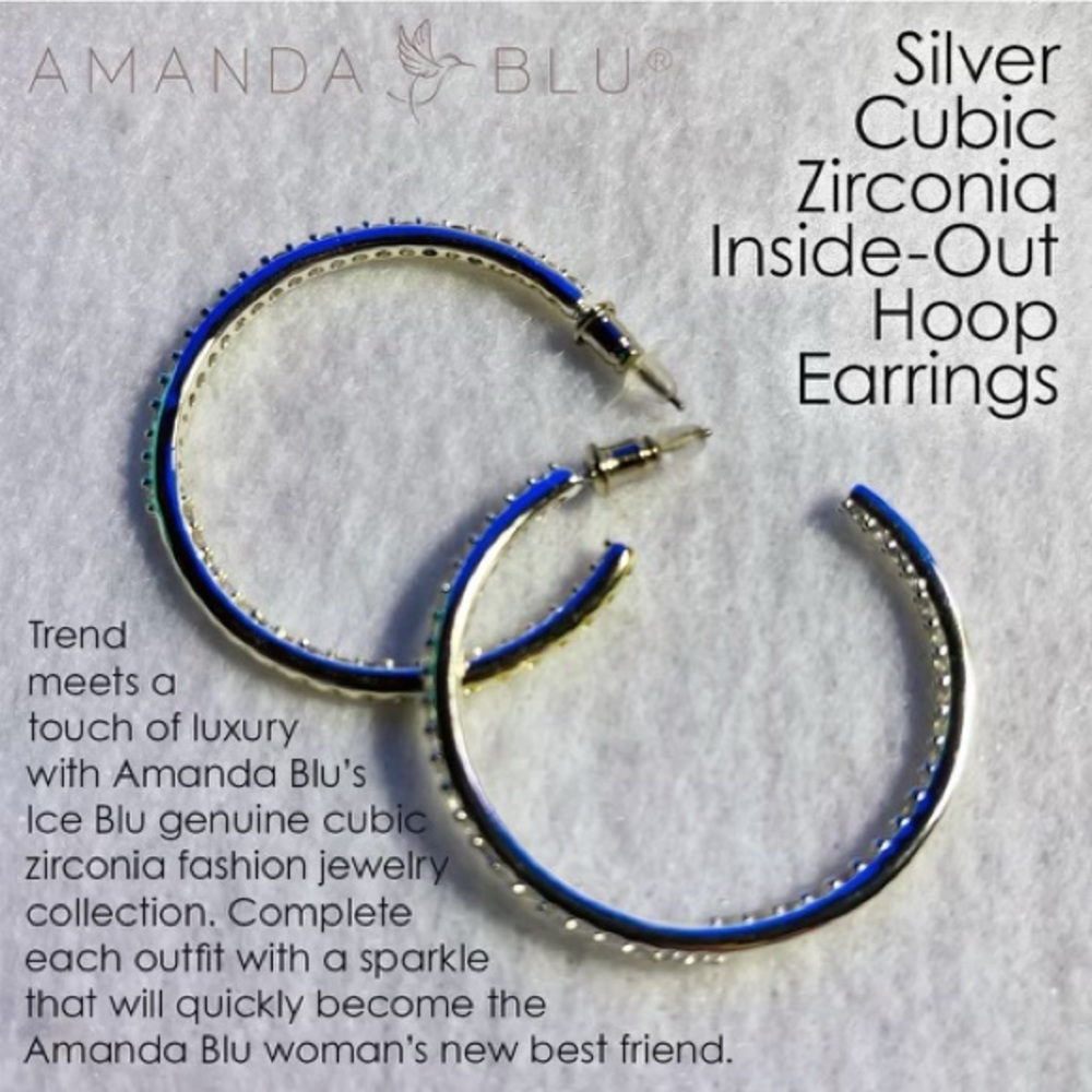 Amanda Blu® 
Silver Gold Cubic Zirconia Inside-Out Hoop Earrings